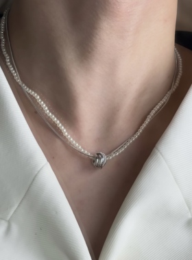 蛇骨珍珠锁骨项链叠戴男女小众