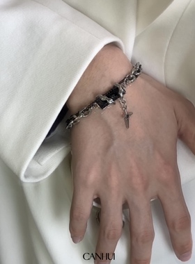 男女小众星体缠绕黑钻手链可调节