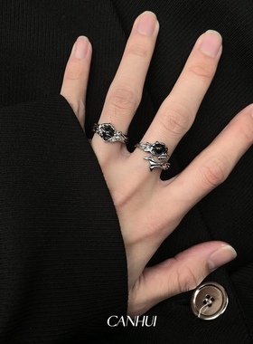 男女暗黑风小众设计荆棘玛瑙戒指