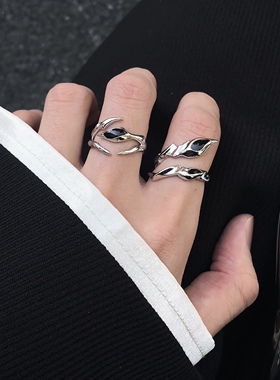 黑月光不规则戒指男女小众设计