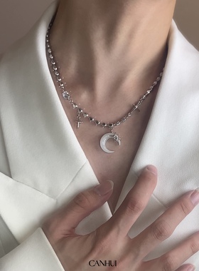 男女梦幻月亮项链小众设计可调节