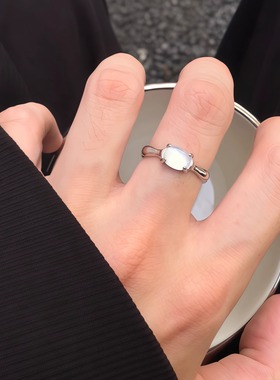白月光戒指小众锆石男女可调节