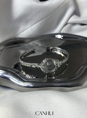 小众设计男女白月光手镯开口调节