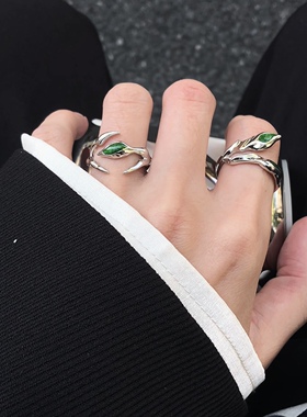 绿月光不规则戒指男女小众设计