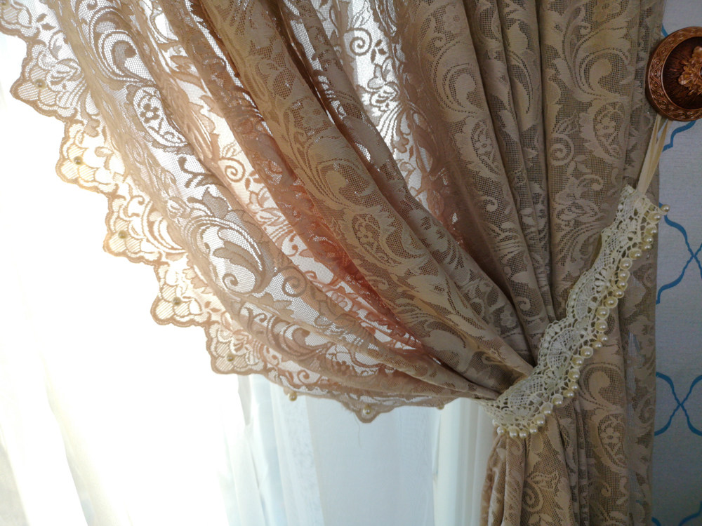 【珍珠纱】法式复古蕾丝欧式轻奢高档钉珠蕾丝提花唯美透光纱窗帘,淘宝优惠券,粉丝福利购,淘宝优惠卷