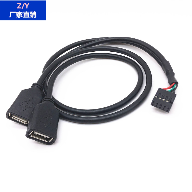 USB9针台式机主板9Pin转双口 USB2.0两口主板5针转USB扩展线 - 图1