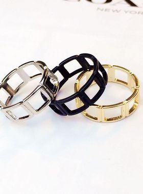 简洁金属线条日韩风潮人街拍戒指