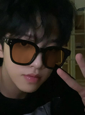 李现同款黑框茶色眼镜近视男款可配度数变色大脸显瘦墨镜高级感女