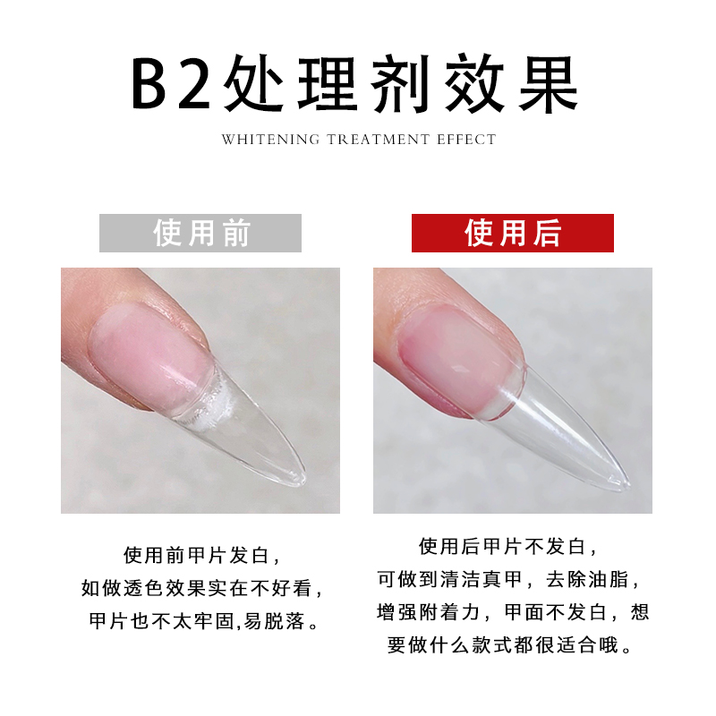 升级版B2去白处理剂结合防翘干燥剂去除白色胶水痕迹贴甲片不留白 - 图1