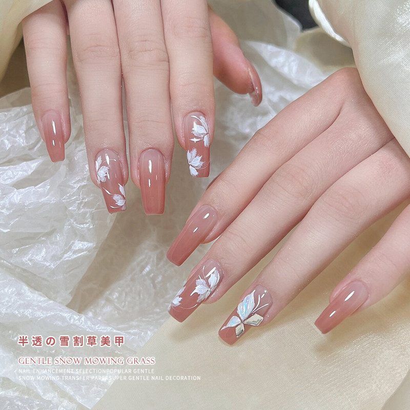 美甲半透色雪割草转印贴纸套装2025新款国风新中式蝴蝶指甲装饰品,淘宝优惠券,粉丝福利购,淘宝优惠卷