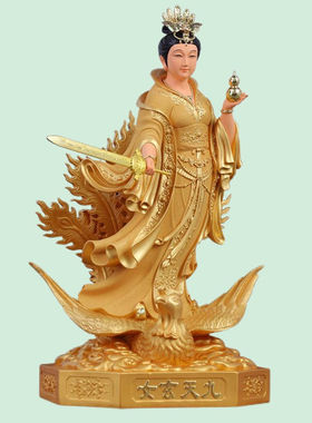 新款九天玄女踏凤女神像家用圣母摆件女娲娘娘仙姑树脂供奉