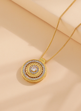 八宝罗盘可旋转项链吊坠