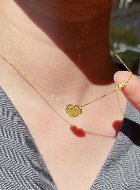 越南沙金女款如意项链铜镀金首饰一体链时尚气质轻奢锁骨链爆款