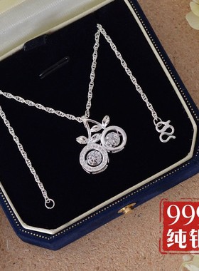 正品S999纯银项链樱桃灵动时尚吊坠足银女士锁骨链送妈妈真银饰品