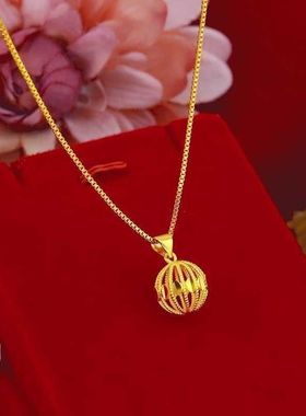 黄色项链女款时尚百搭锁骨链桃心女士吊坠女送礼
