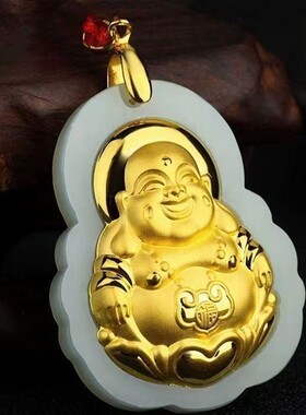 精美时尚金色弥勒佛佛公吊坠 招财吊坠