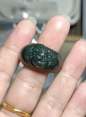 天然和田玉财神爷扳指23号圈口正品青玉戒指男女款个性中国风玉石