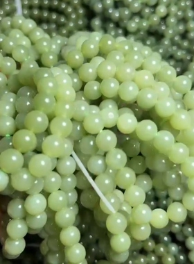 天然和田玉手串女男款素圈青黄口圆珠子卡12mm珠串真品玉石手链新