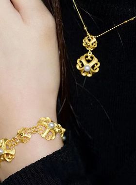 蕾丝珍珠项链套链日韩优雅气质微镶2022新款网红甜美成品