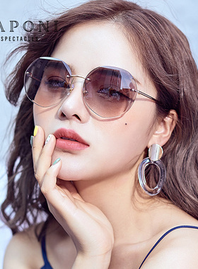 无边框CAPONI防紫外线女太阳镜