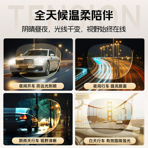 日夜两用女夜视镜防远光灯无框超轻钛架夜间开车专用变色太阳眼镜 - 图3