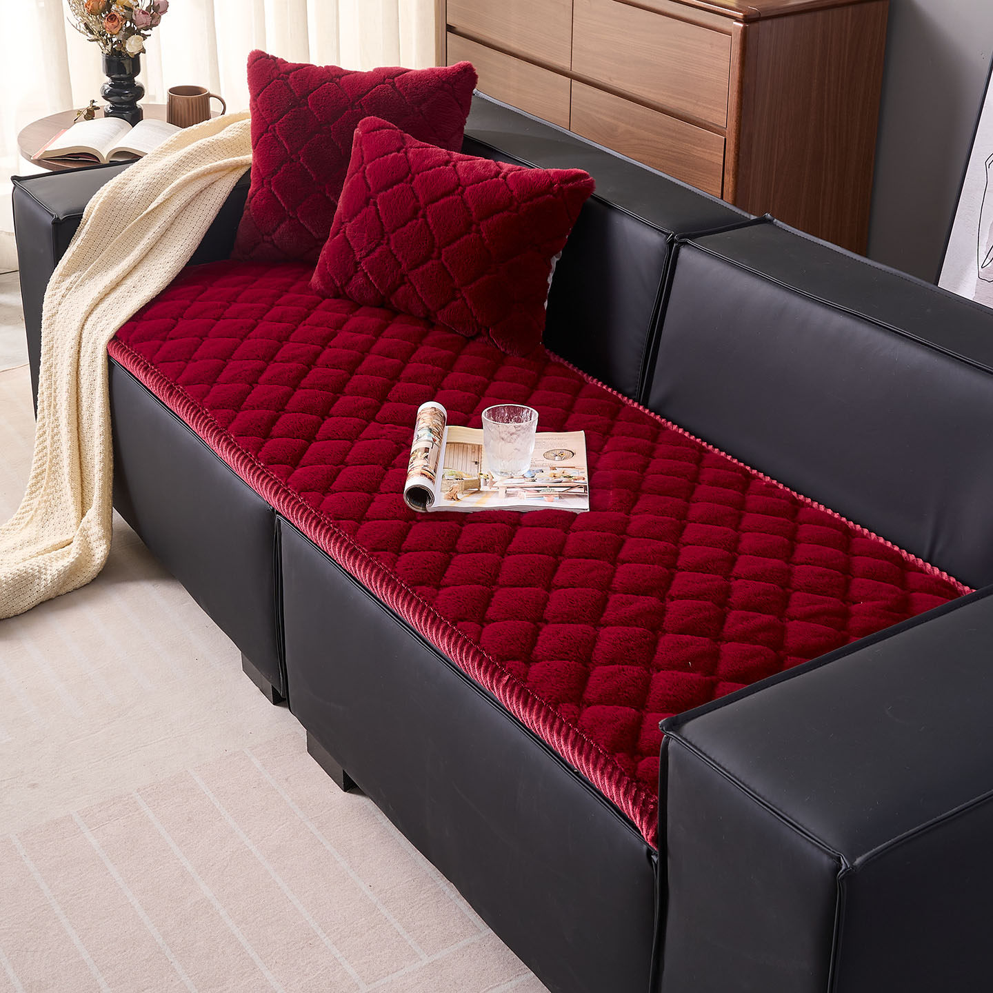 秋冬新款沙发垫办公室坐垫欧式组合沙发垫定制简约真皮防滑沙发垫