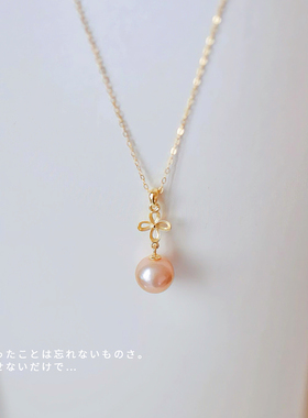 日系简约风鸢尾花925银淡水珍珠项链吊坠女