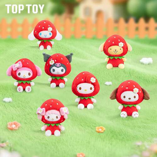 正版三丽鸥家族草莓甜甜系列盲盒毛绒挂饰萌粒挂饰公仔新年礼物 - 图1