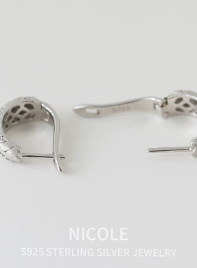 Nicole Jewelry拉丝麦穗编织纯银耳环女小众设计感轻奢气质秋冬款