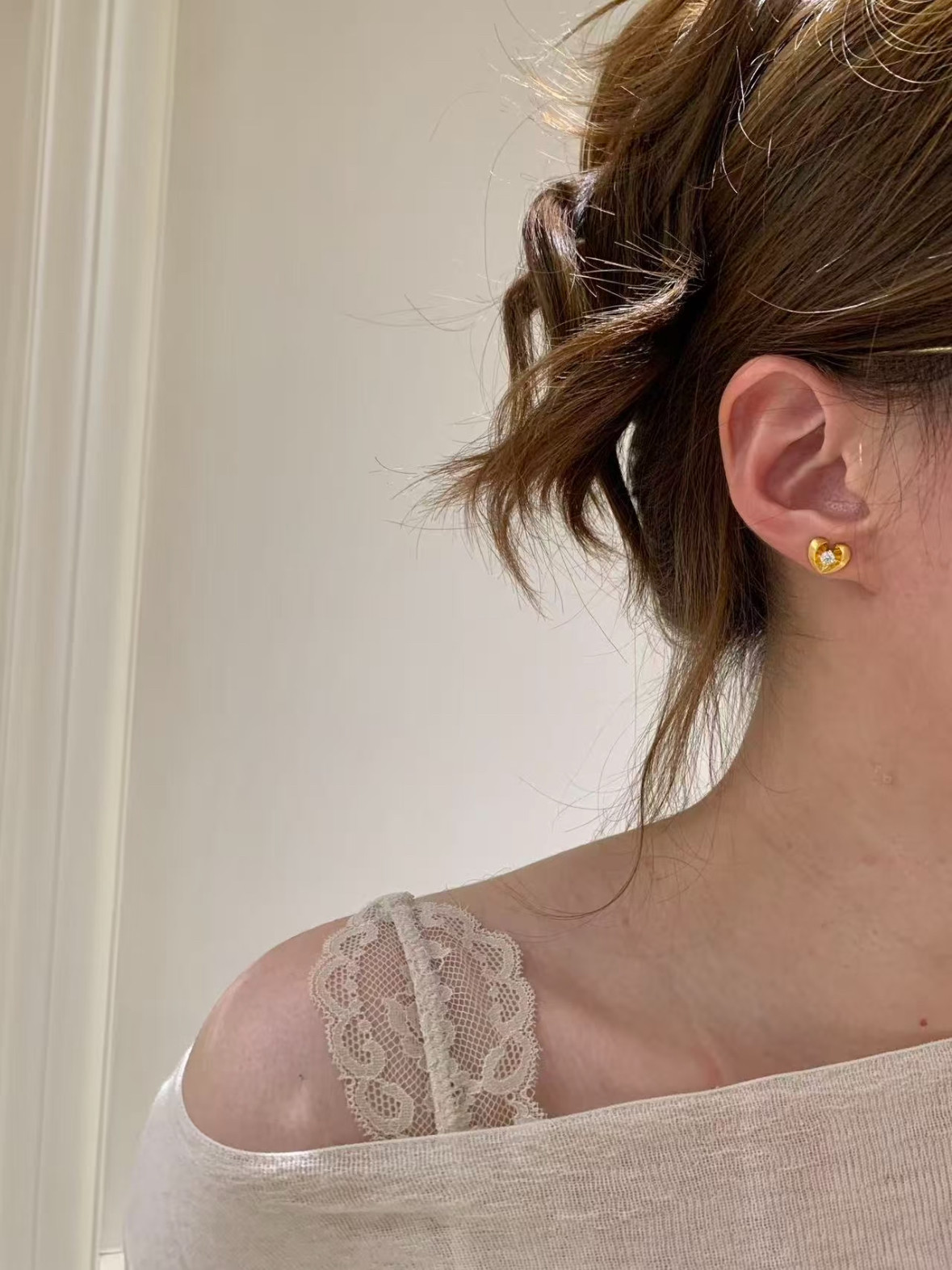 Nicole Jewelry纯银拉丝爱心耳环女气质轻奢小众设计感悬浮耳钉,淘宝优惠券,粉丝福利购,淘宝优惠卷