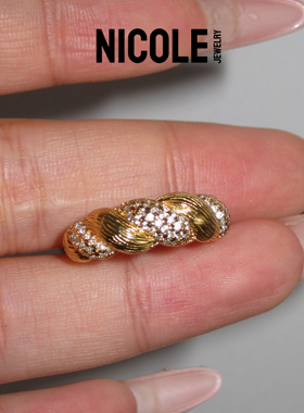 Nicole Jewelry 麻花拉丝戒指女小众设计感轻奢食指戒开口可调节