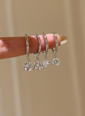Nicole Jewelry双子星单颗钻纯银耳环轻奢感气质时尚百搭显白钻石