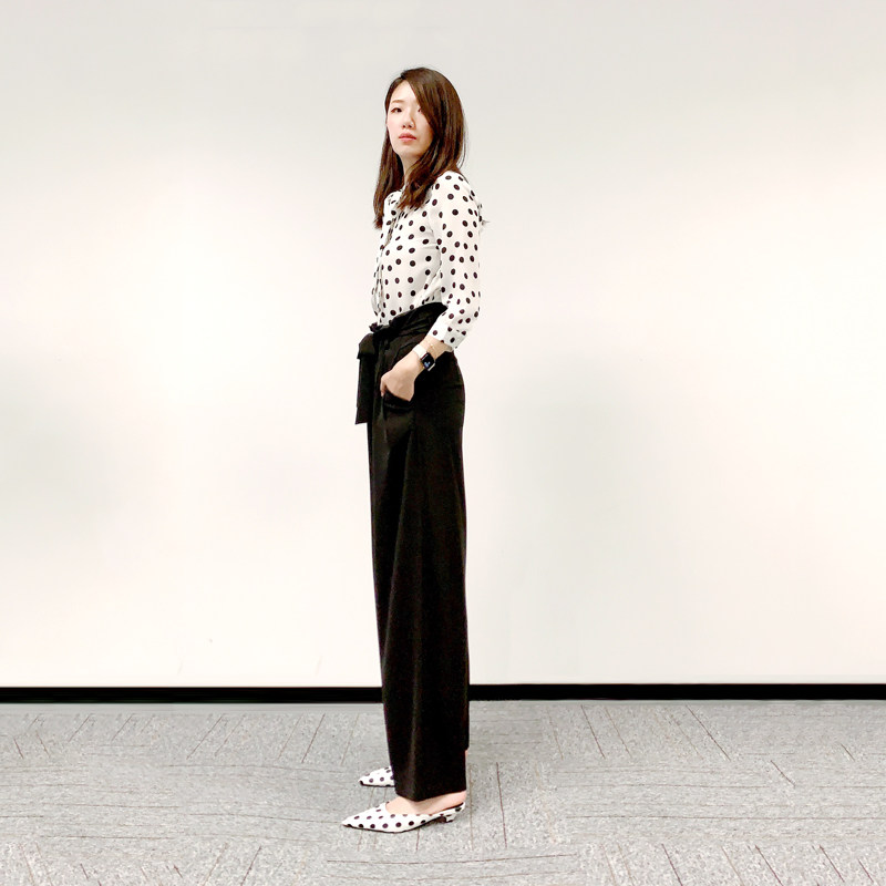 circle春秋新款圆点百搭七分袖衬衫 circle衬衫