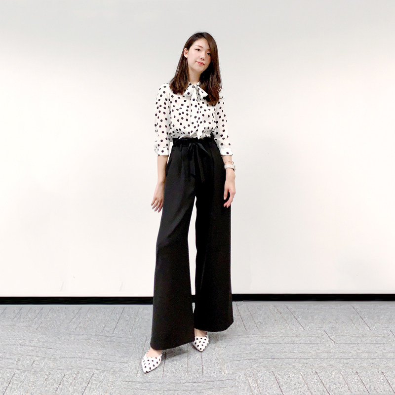 circle春秋新款圆点百搭七分袖衬衫 circle衬衫