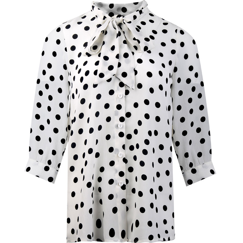 circle春秋新款圆点百搭七分袖衬衫 circle衬衫