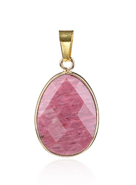 天然石水晶切面吊坠欧美流行椭圆形铜包边双切面半宝石紫晶项链