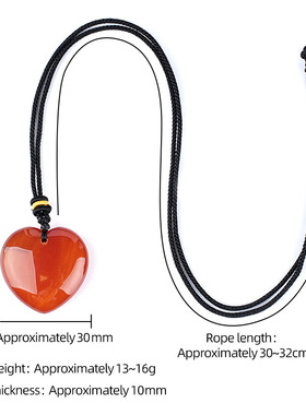 30mm天然水晶爱心项链简约男女情人节原石雕刻心形天然石桃心吊坠