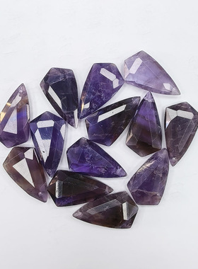 天然石30x17mm青金紫晶虎石天河切面菱形吊坠耳环DIY饰品配件批发