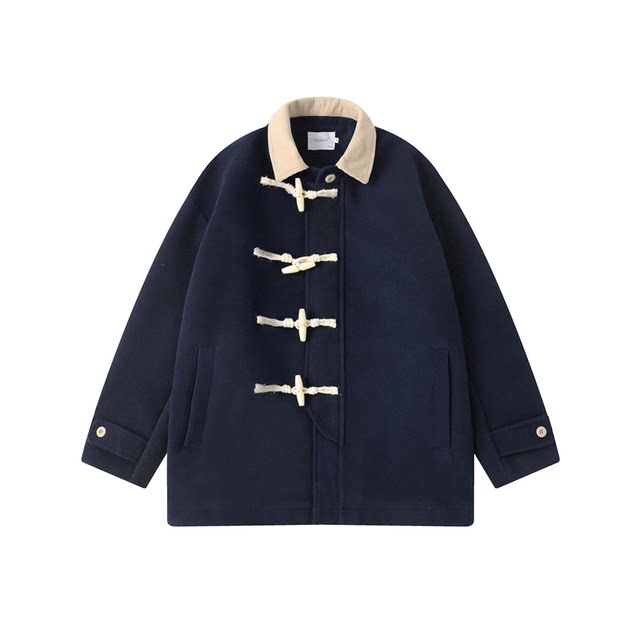 Mid-length woolen winter horn button design