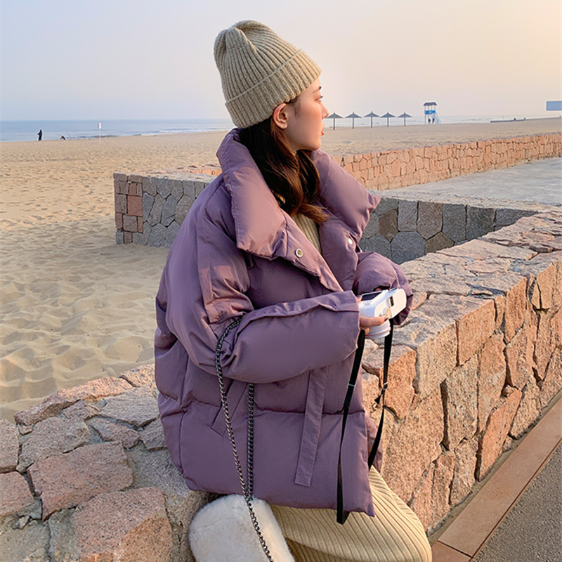 行快鱼女装羽绒棉衣棉服女冬季韩版宽松学生面包服短款棉袄外套女-图0