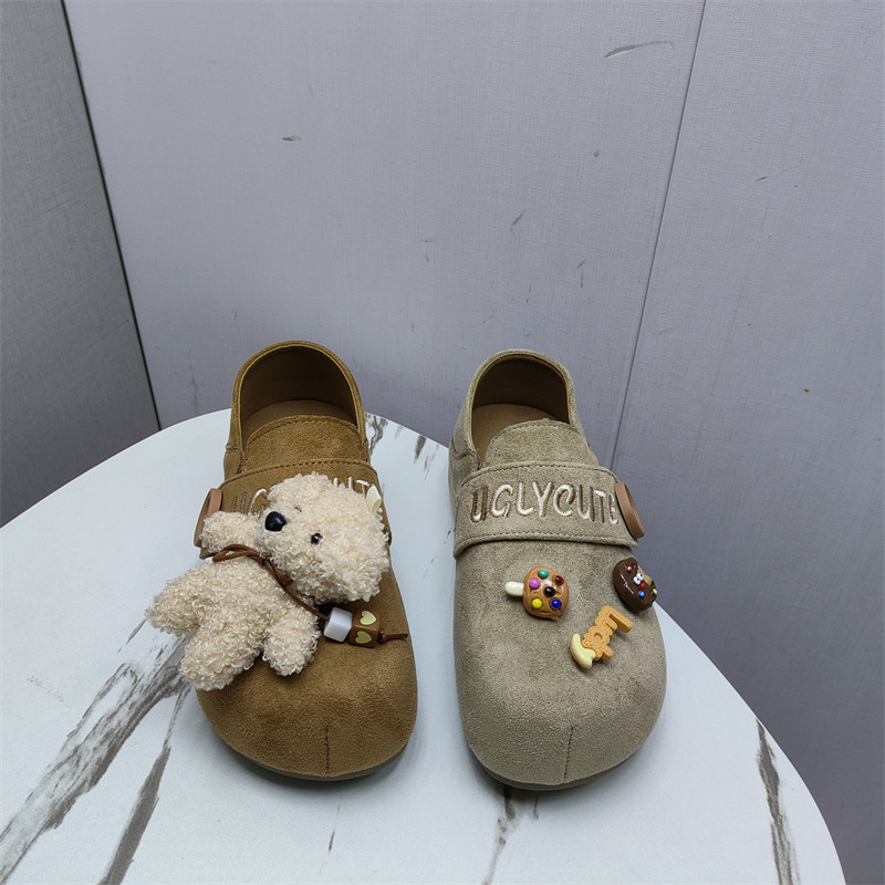 2026春款复古绒面平底舒适勃肯鞋卡通豆豆鞋百搭休闲女生单鞋,淘宝优惠券,粉丝福利购,淘宝优惠卷