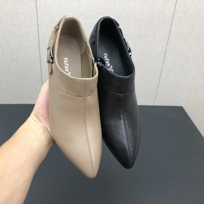 2022秋季真皮女鞋小码大码深口拉链细中跟尖头工作鞋羊皮女单鞋,淘宝优惠券,粉丝福利购,淘宝优惠卷