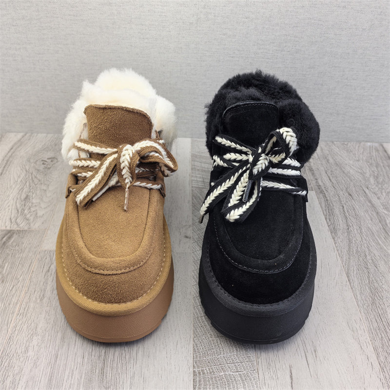 实拍2025冬季款真皮翻毛牛皮羊毛加绒保暖女短靴厚底雪地靴棉靴,淘宝优惠券,粉丝福利购,淘宝优惠卷