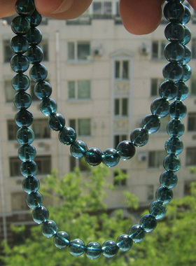 巴西天然玻璃体 超透蓝碧玺项链 正品饰品收藏 彩色宝石水晶 鉴定