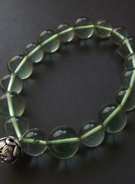 巴西天然翠绿萤石手链手串 正品饰品 925银饰莲花 特价水晶半宝石