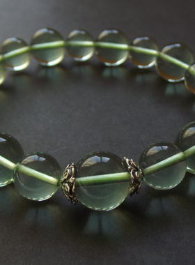 爱和光珠宝 巴西天然翠绿萤石手链手串 正品饰品 925银饰水晶