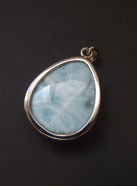 天然海纹石 针纳钙石 拉利玛 拉尼玛项坠吊坠挂件 水晶正品饰品