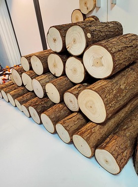 圆木桩壁炉装饰木头树桩造型木材