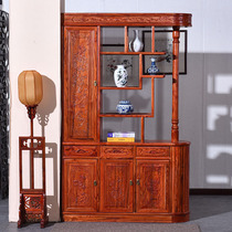 Chinese solid wood XUAN GUAN CABINET PARTITION SCREEN DOUBLE FACE ENGRAVING FLOWERS IN DOOR SHOE CABINET IMITATION ANCIENT FURNITURE LIVING ROOM DOOR HALL WINE CABINET