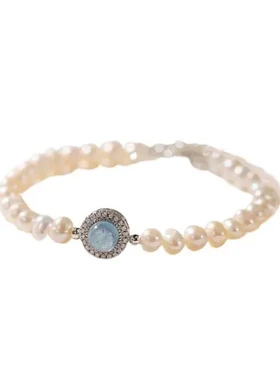 珍珠手链女施家正圆高级感弹力绳细小米粒叠戴手饰手串大珍珠手链